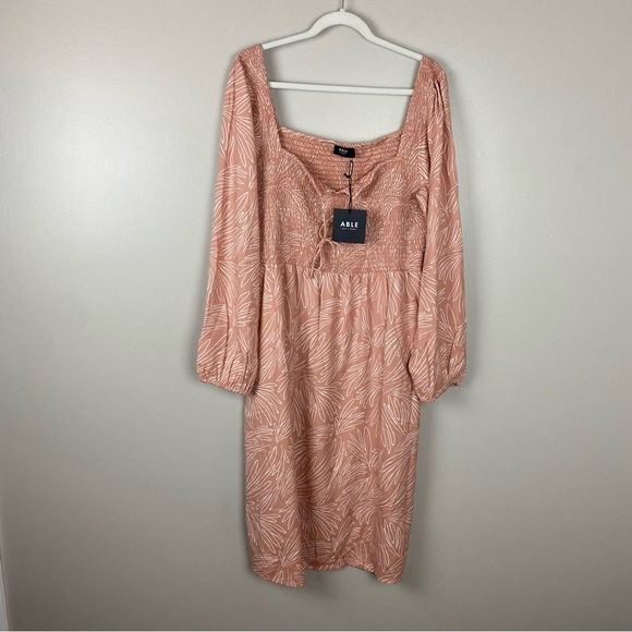 Able Joyce Smocked Midi Dress 100% viscose Size xxl new pockets - Picture 2 of 15